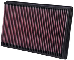 The layered and oiled cotton filter media in K&N OE Replacement Filters improve intake airflow 