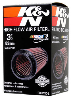 K&N universal air filter RU-3130-L features multi-lingual packaging
