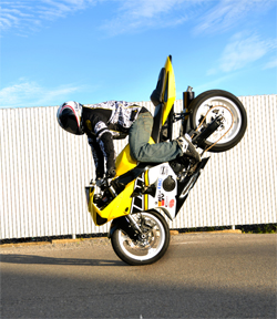 XDL Sportbike Championship Series Rider Brian Bubash executes his favorite stunt, named the Stoppie