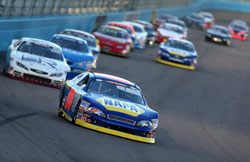 NAPA Auto Parts/Haas Automation Chevrolet driver Cole Custer leads the field during the NASCAR K&N Pro Series West at Phoenix International Raceway