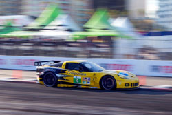 In a hard fought battle on the streets of Long Beach, California, Corvette Racing's Oliver Gavin and Jan Magnussen drove to second place finish in GT class.