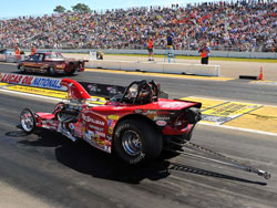 David Rampy drives a Bantam dragster in the extremely competitive NHRA Competition Eliminator class