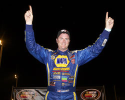 Eric Holmes could not be more excited to pull off a NASCAR Pro Series win at Evergreen Speedway