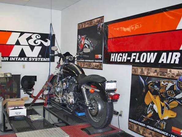 Harley Davidson on one of K&N's dynos