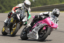 LTD Racing's Nash rode a pink bike in order to raise awareness for breast cancer research.