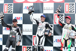 LTD Racing held two podium spots, with Tomas Puerta, Huntley Nash, and ex-LTD racer, Joey Pascarella (left to right).