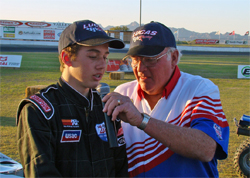 High School Sophomore Jake Swanson at the I-10 Lucas Oil Speedway in Blythe, California