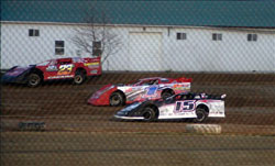 Jon Henry battles it out in his late model car.