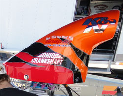 Kathy's dragster utilizes K&N's new 2nd Generation Composite Hood Scoop.