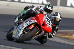 Team LTD Racing's David Gaviria grabbed the lead of the 10-lap Road America race and never looked back.