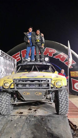 Dr. Glass and his son Walker were on top of the world after winning their class in the 2014 Mint 400.