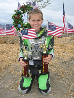 Lake Elsinore, California resident Marshall Stewart is first place in Moto X Kidz Summer Series