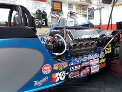 The new car is a 260” Mac Sherrill rear-engine dragster