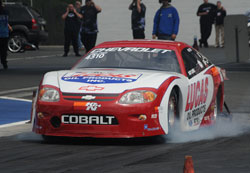Smoking the tires on the way to an NHRA record