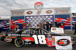 Max Gresham wins NASCAR K&N Pro Series East race at New Hampshire Motor Speedway.