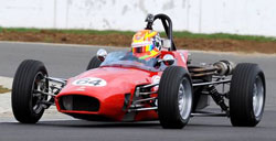 Darren Burke piloting his PA Motorsport/K&N Filters Macon MR8 to a dominating first round victory in the HSCC Historic Formula Ford Championship at Silverstone. (Photo by Bear Media)