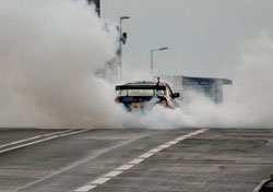 Up in smoke - that's how K&N's Dennis van der Prijt and his 1989 BMW E34 M5 rolled through the mean streets of Rotterdam.